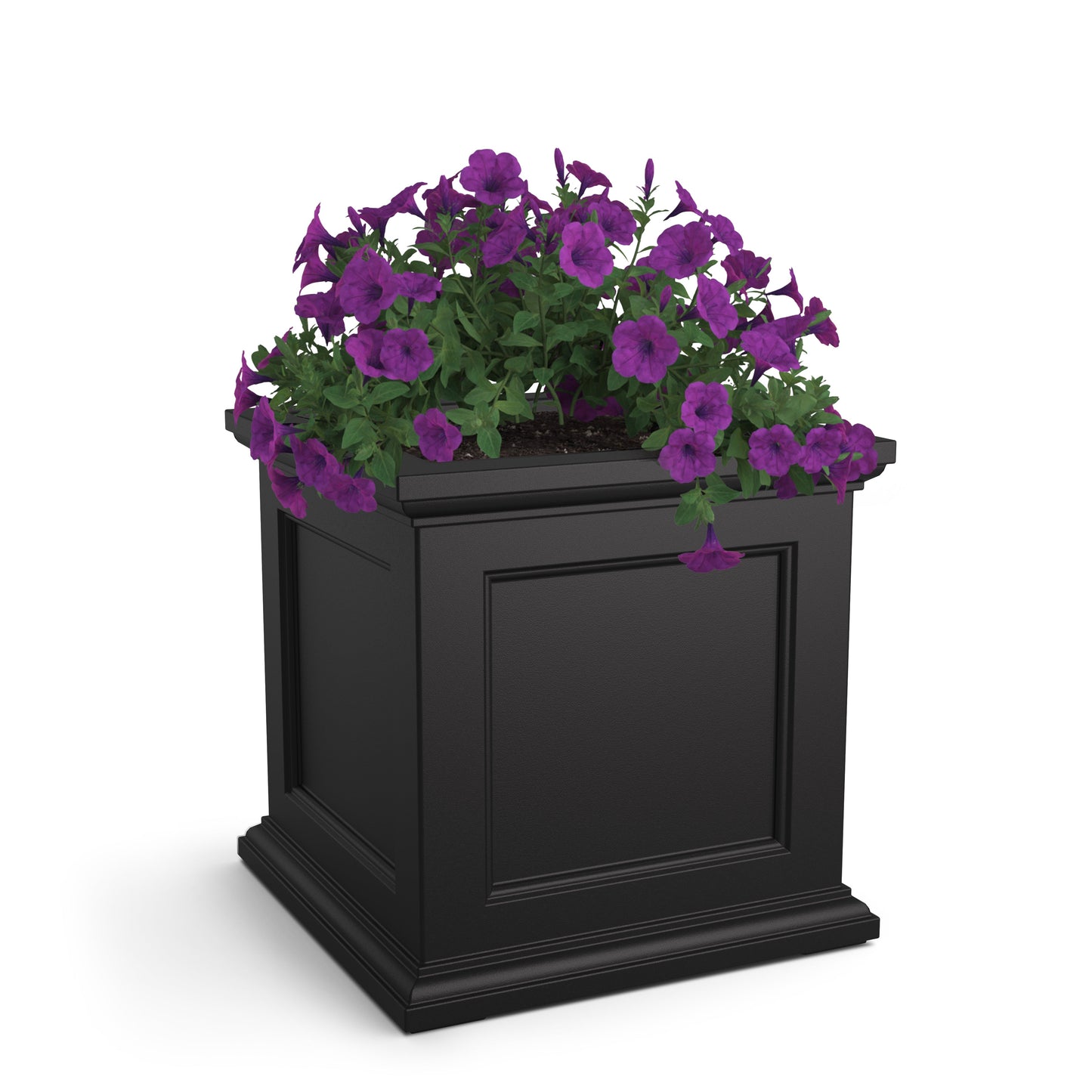 Square Faire 28in planter — black square resin planter