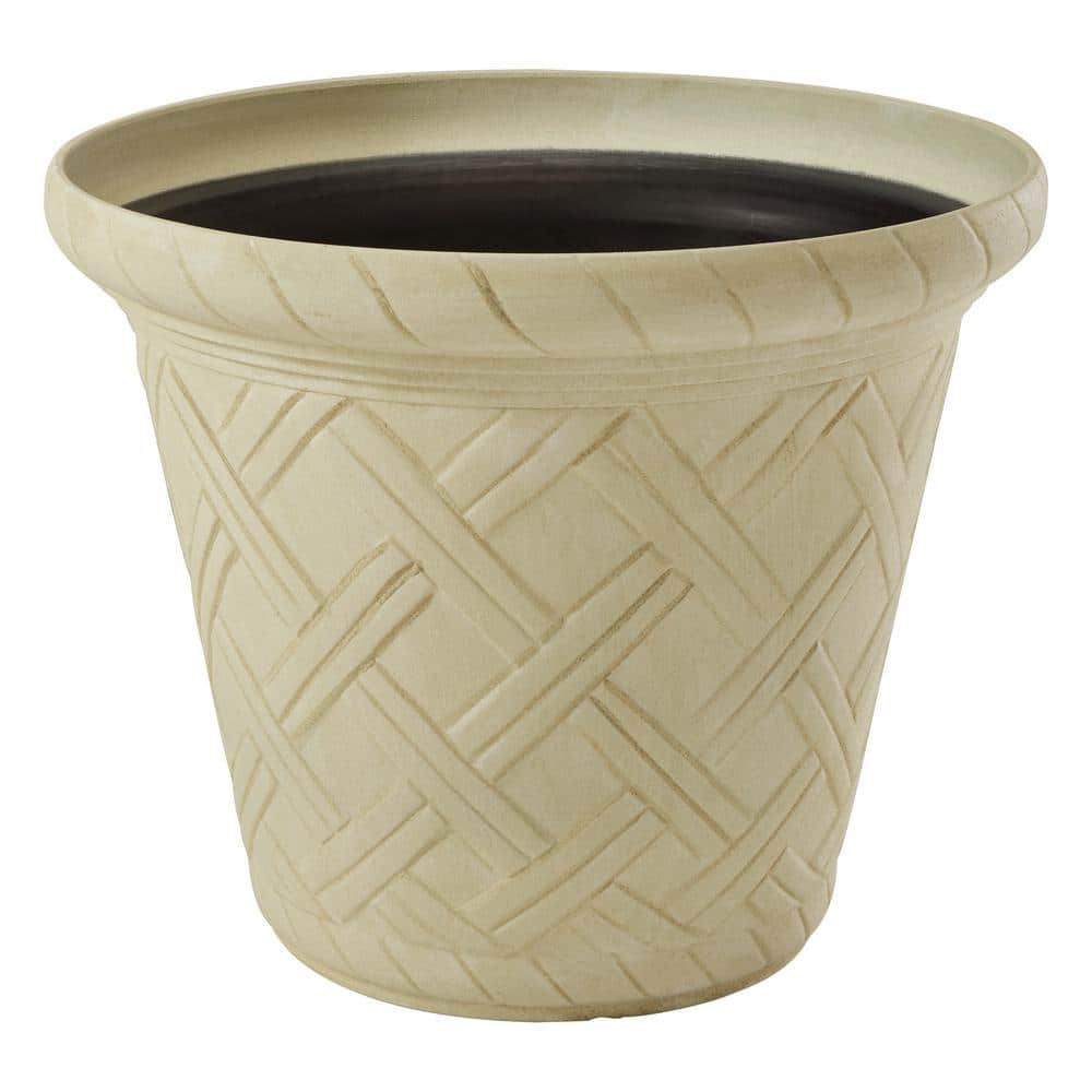 French Resin Planter — cream round resin planter