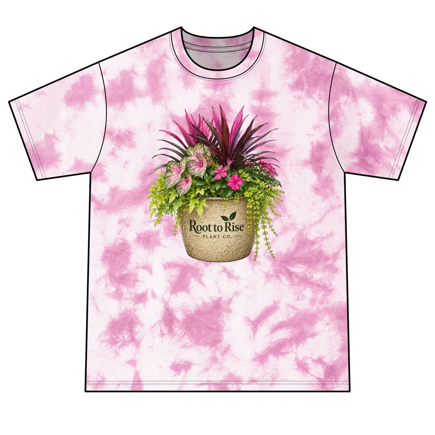 Root to Rise Crystal Tie-Dye Tee — Plant Lover Graphic T-Shirt
