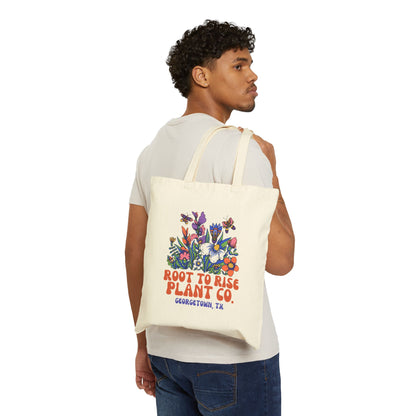 Root to Rise Plant Co. Tote Bag | Floral Illustration Canvas Tote