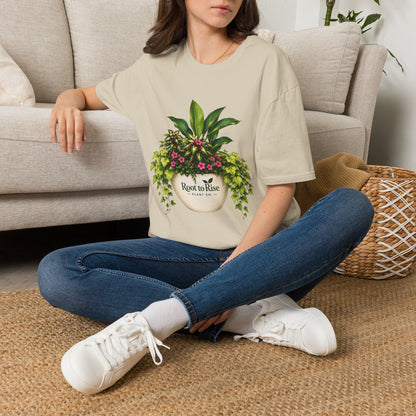 Root to Rise Plant Illustration T-Shirt | Potted Greenery Floral Graphic