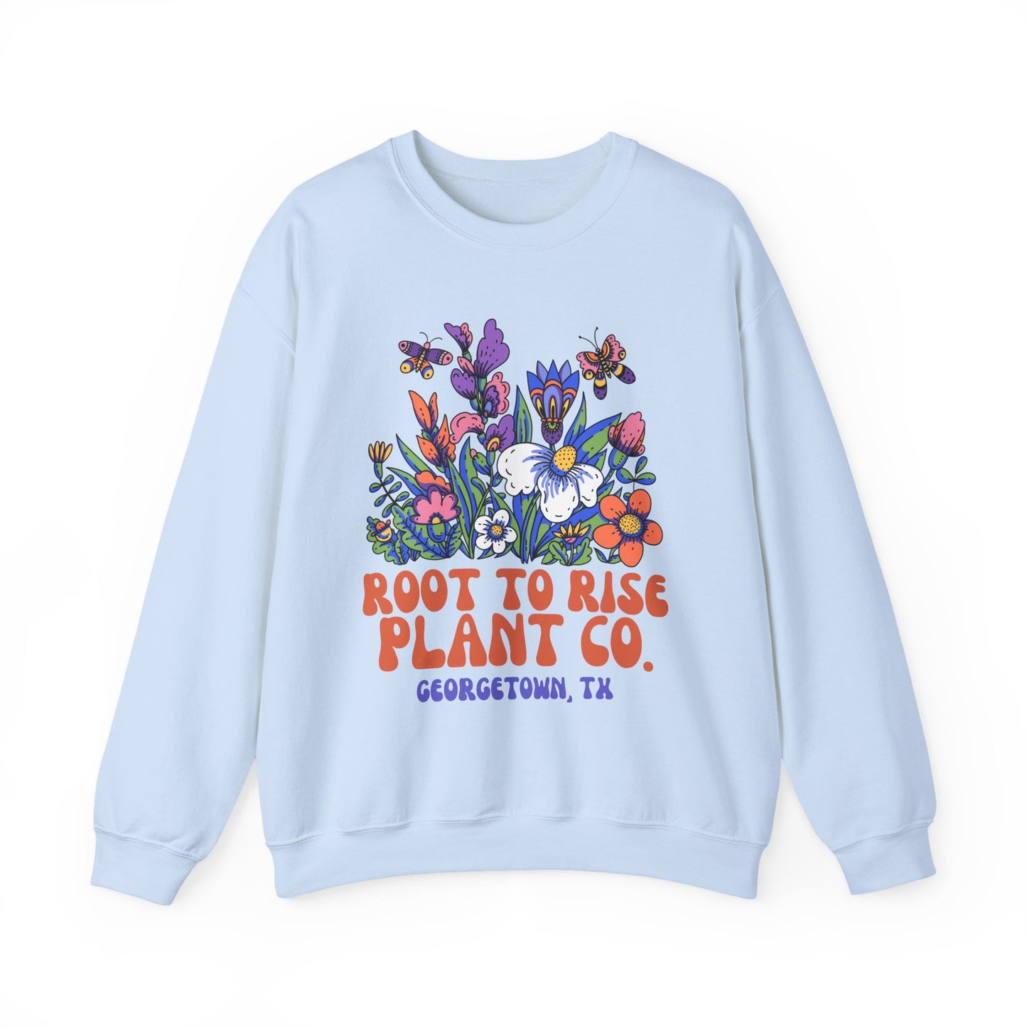 Root to Rise Plant Co. sweatshirt | Floral illustration, Georgetown TX
