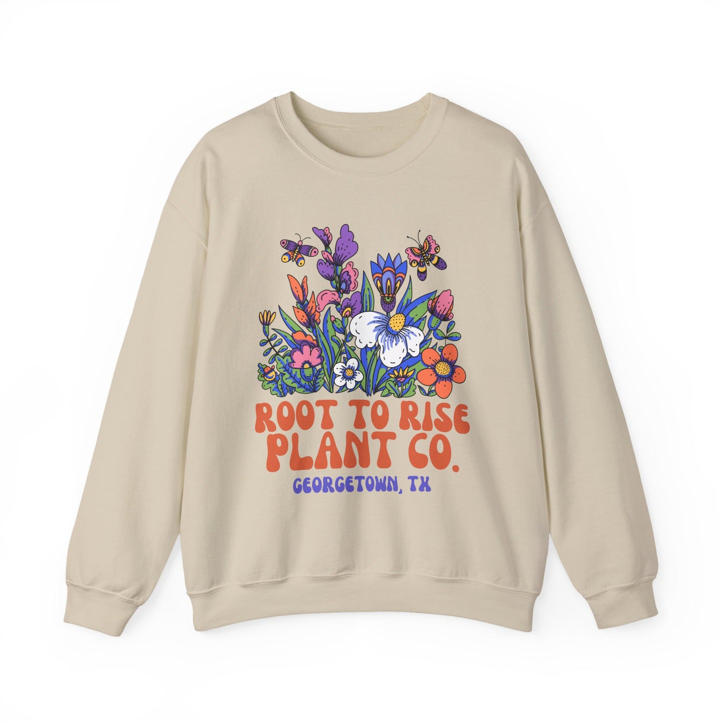 Root to Rise Plant Co. sweatshirt | Floral illustration, Georgetown TX