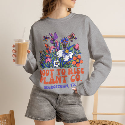 Root to Rise Plant Co. sweatshirt | Floral illustration, Georgetown TX