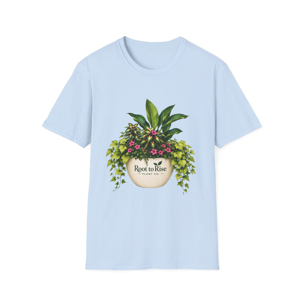 Root to Rise Plant Illustration T-Shirt | Potted Greenery Floral Graphic