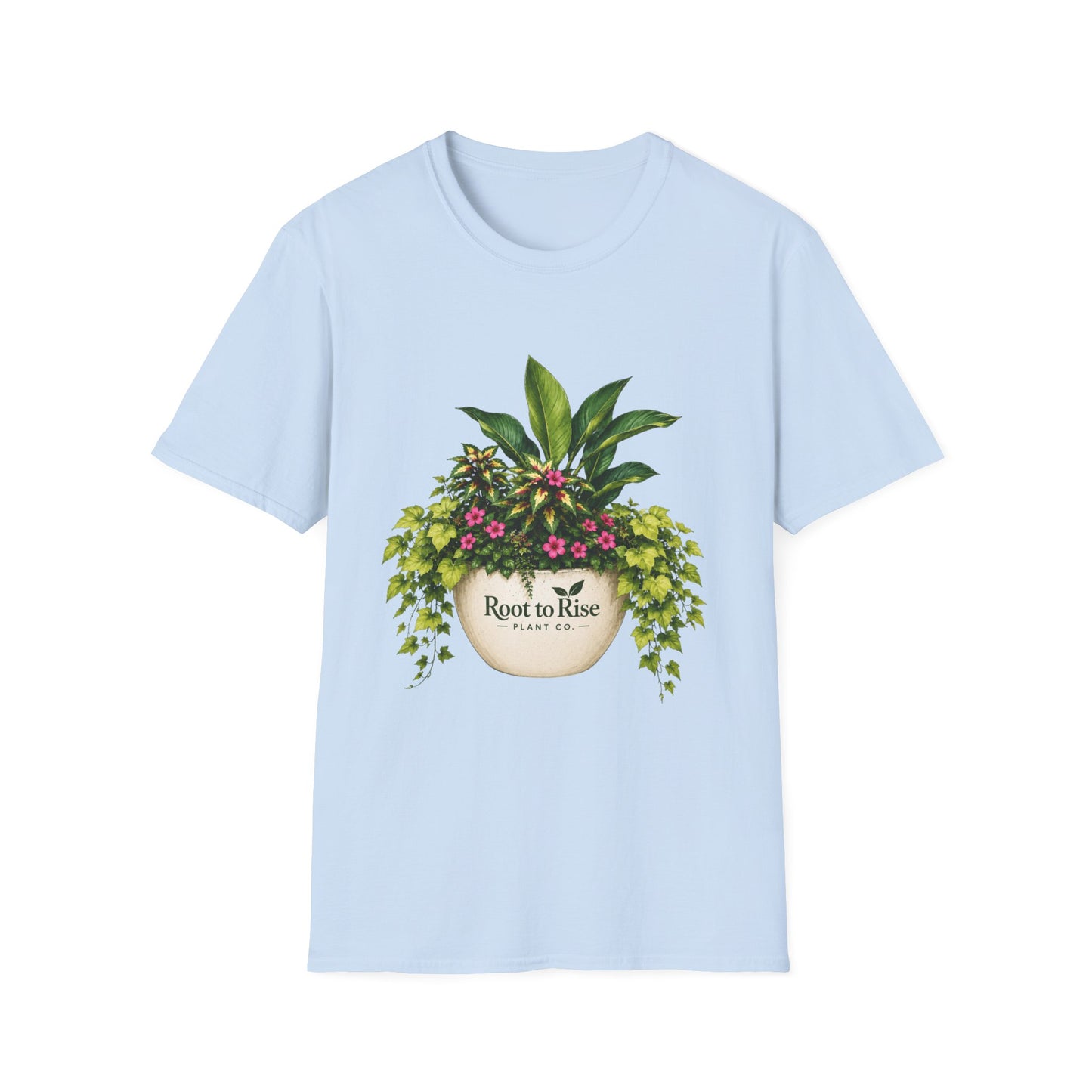 Root to Rise Plant Illustration T-Shirt | Potted Greenery Floral Graphic