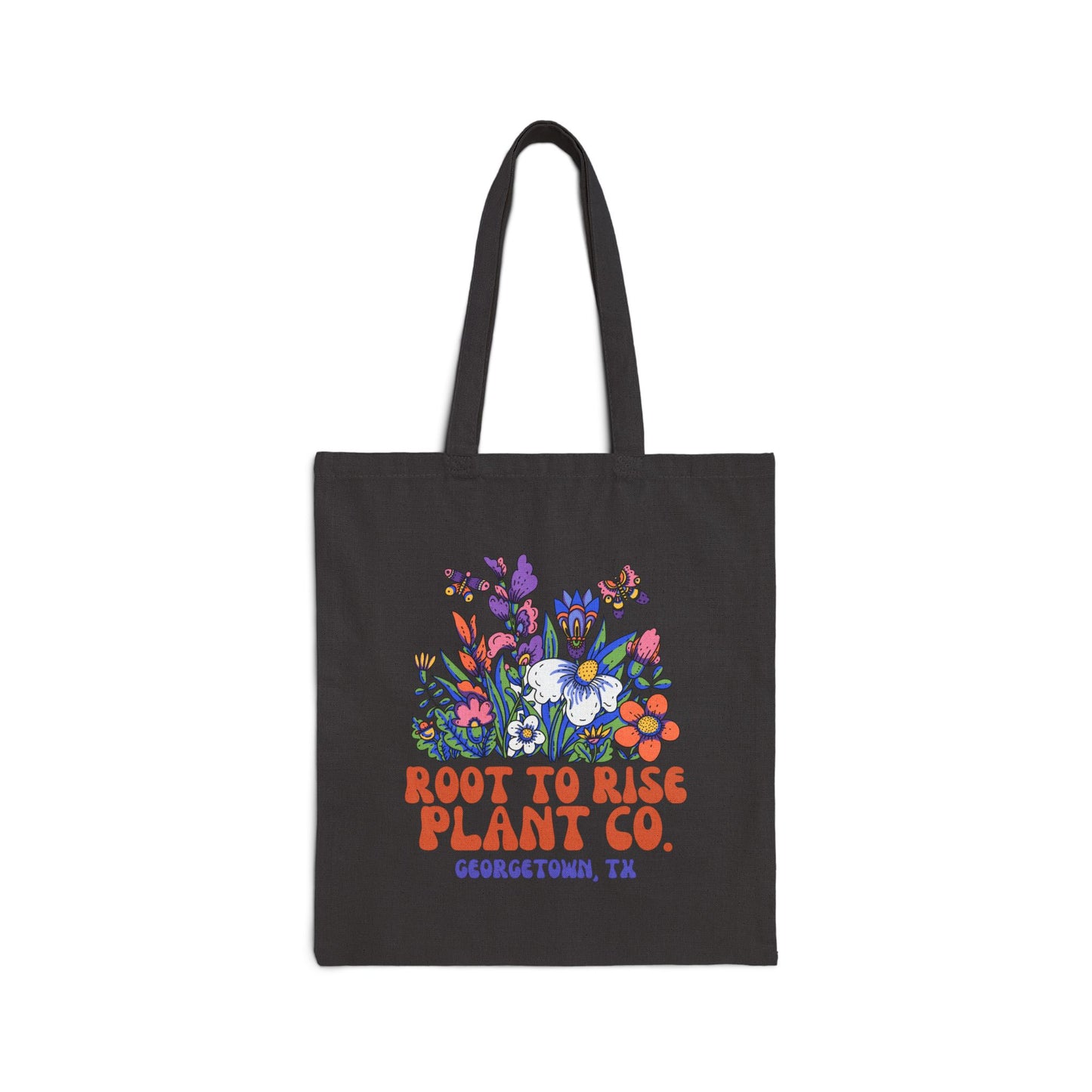 Root to Rise Plant Co. Tote Bag | Floral Illustration Canvas Tote