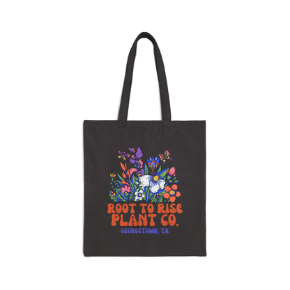 Root to Rise Plant Co. Tote Bag | Floral Illustration Canvas Tote
