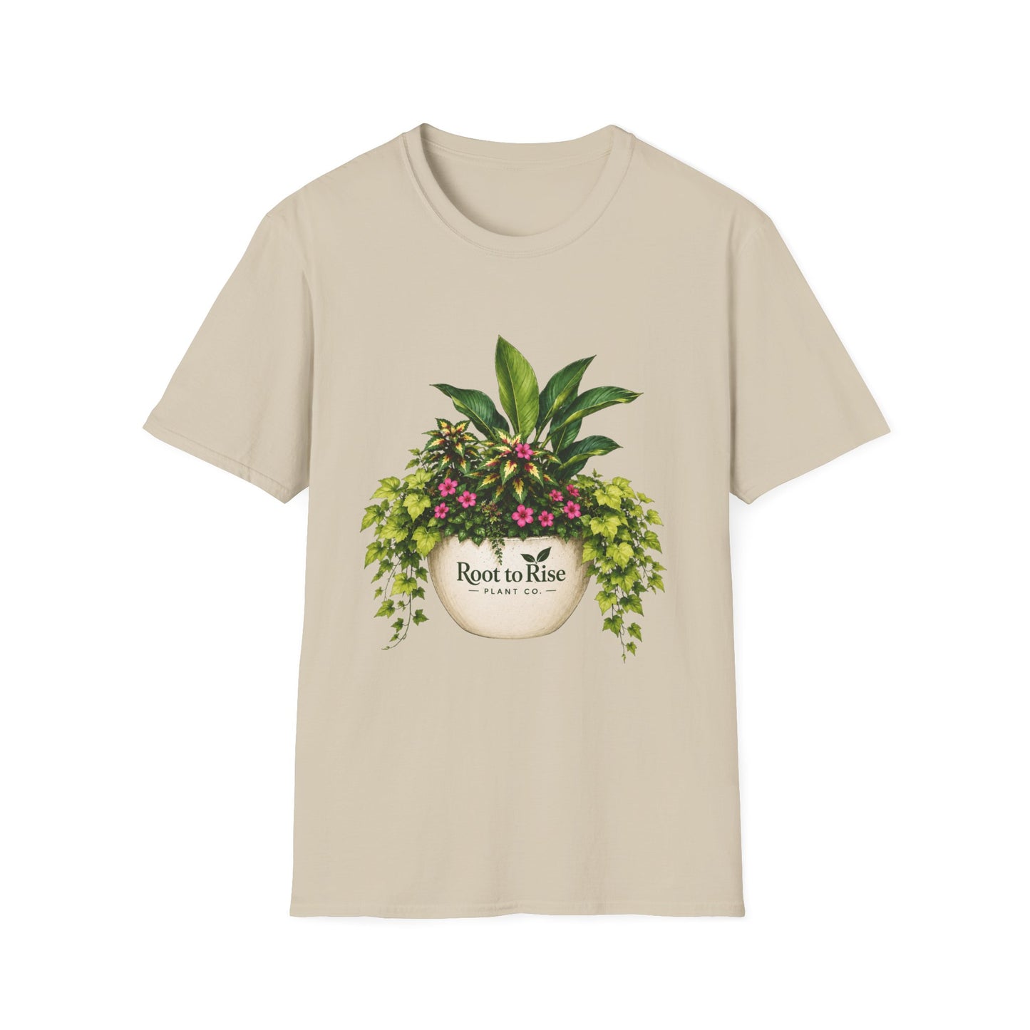 Root to Rise Plant Illustration T-Shirt | Potted Greenery Floral Graphic