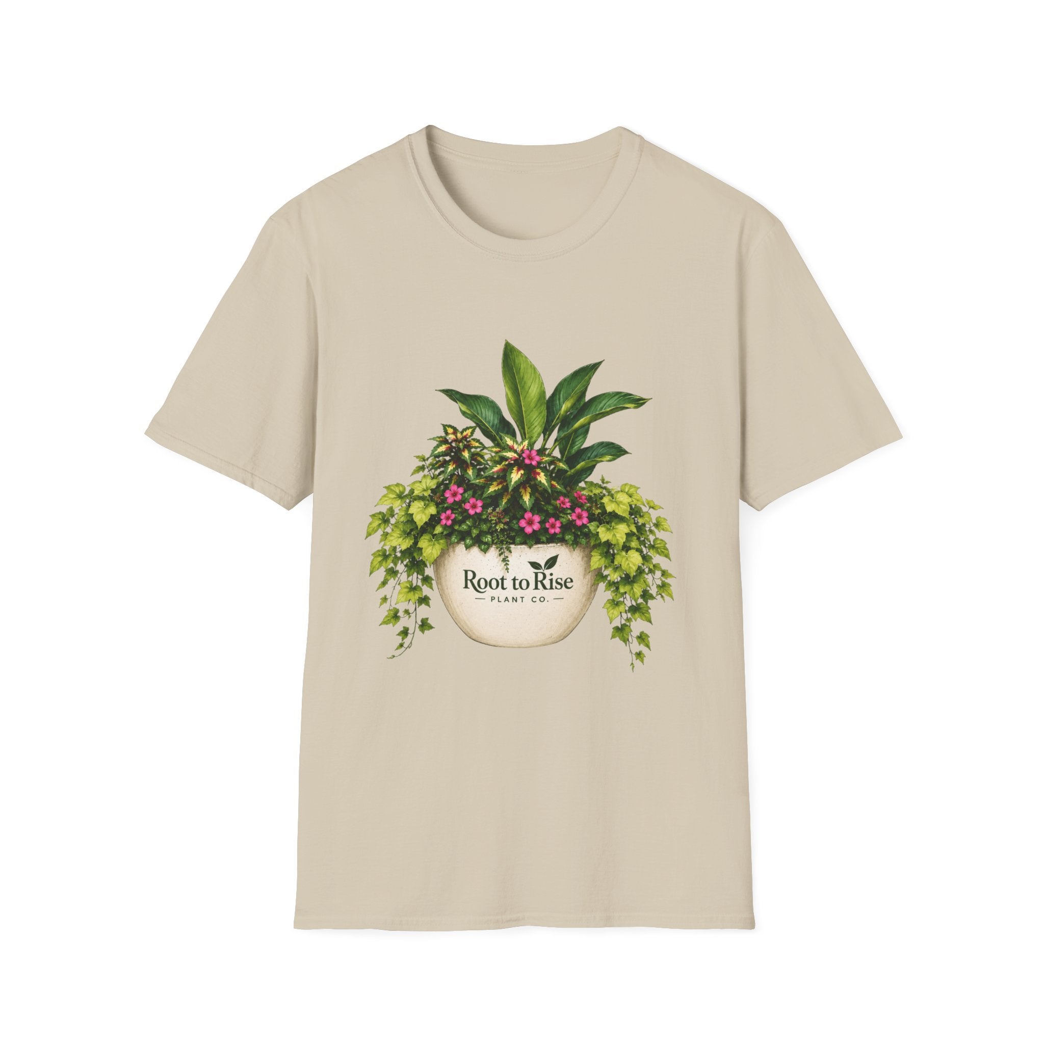 Root to Rise Plant Illustration T-Shirt | Potted Greenery Floral Graphic