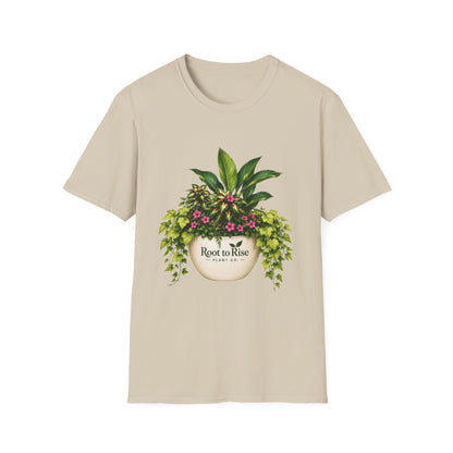 Root to Rise Plant Illustration T-Shirt | Potted Greenery Floral Graphic
