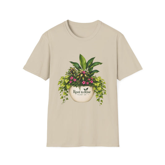 Root to Rise Plant Illustration T-Shirt | Potted Greenery Floral Graphic