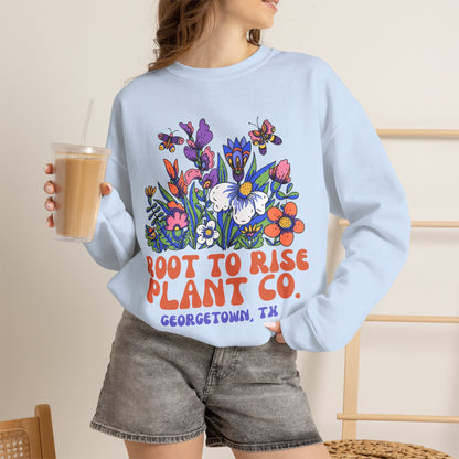 Root to Rise Plant Co. sweatshirt | Floral illustration, Georgetown TX