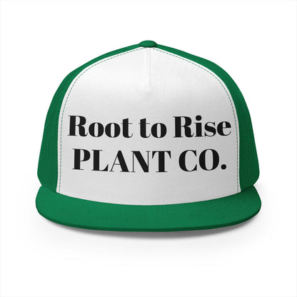 Root to Rise Plant Co. Trucker Cap — Green Mesh Gardening Hat