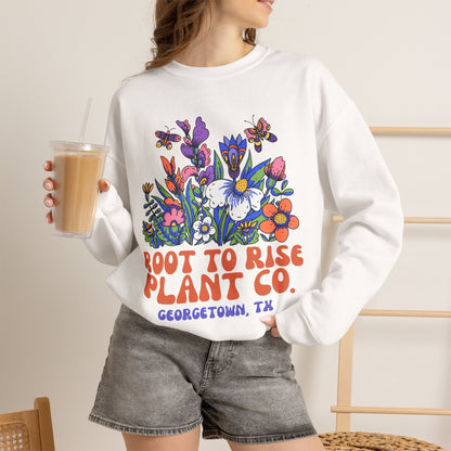 Root to Rise Plant Co. sweatshirt | Floral illustration, Georgetown TX
