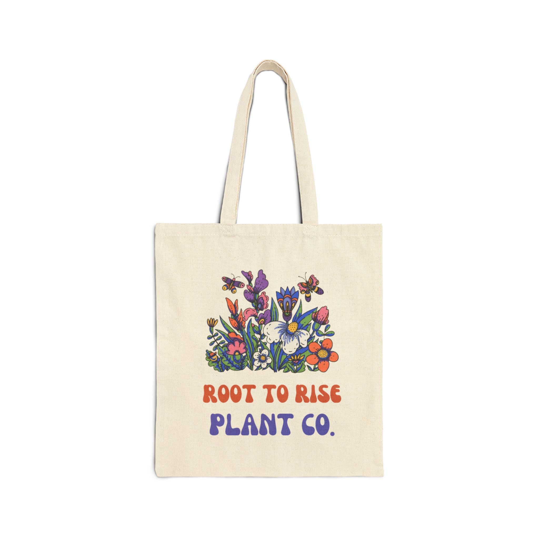 Root to Rise Plant Co. Tote Bag | Floral Illustration Canvas Tote