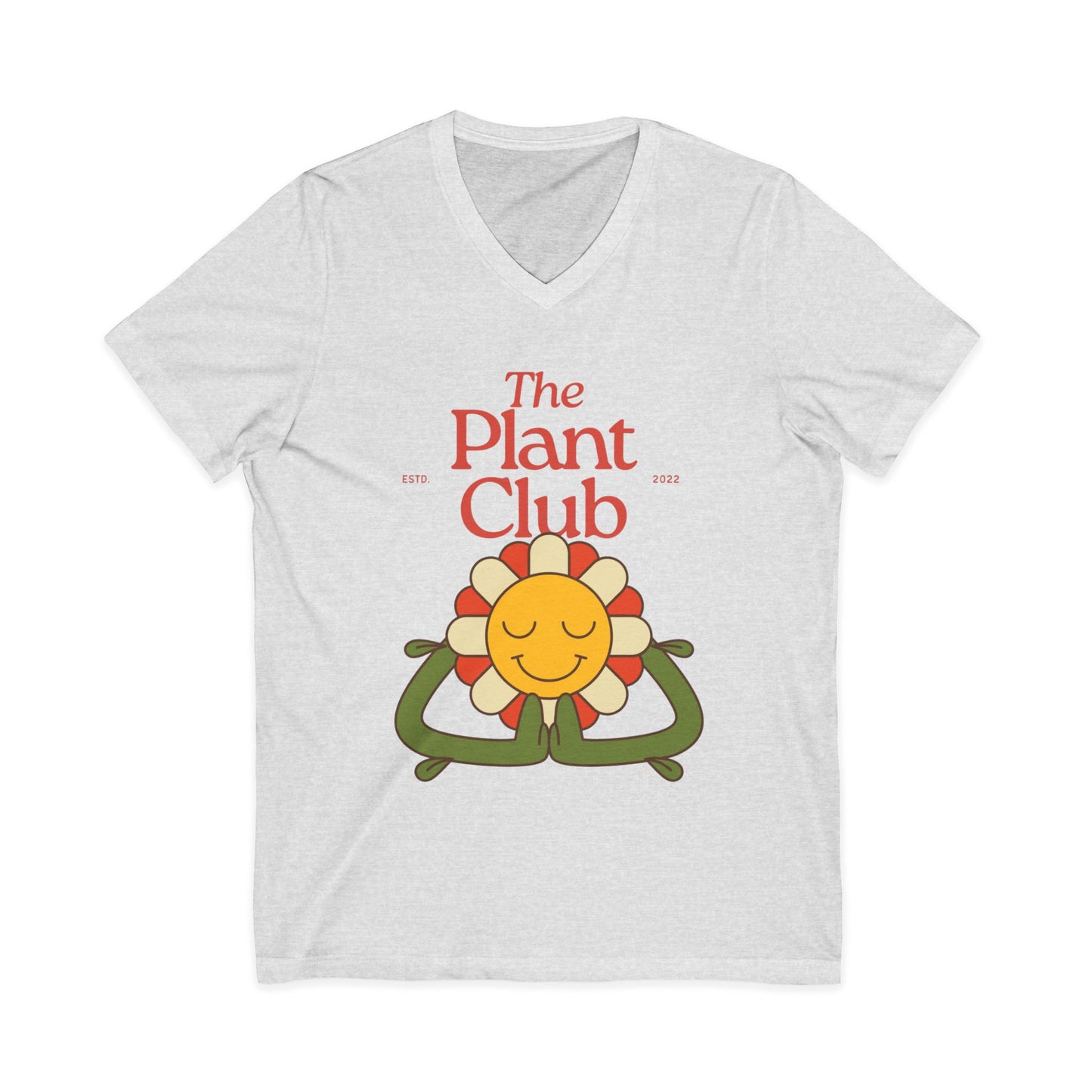 The Plant Club V-Neck Tee — Cute Smiling Flower Graphic T-Shirt