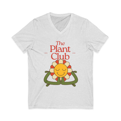 The Plant Club V-Neck Tee — Cute Smiling Flower Graphic T-Shirt