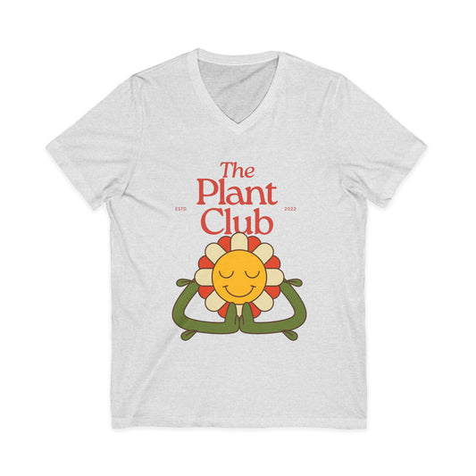 The Plant Club V-Neck Tee — Cute Smiling Flower Graphic T-Shirt
