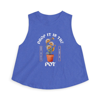 Crop Top — "Drop It in the Pot" Potted Flower Graphic