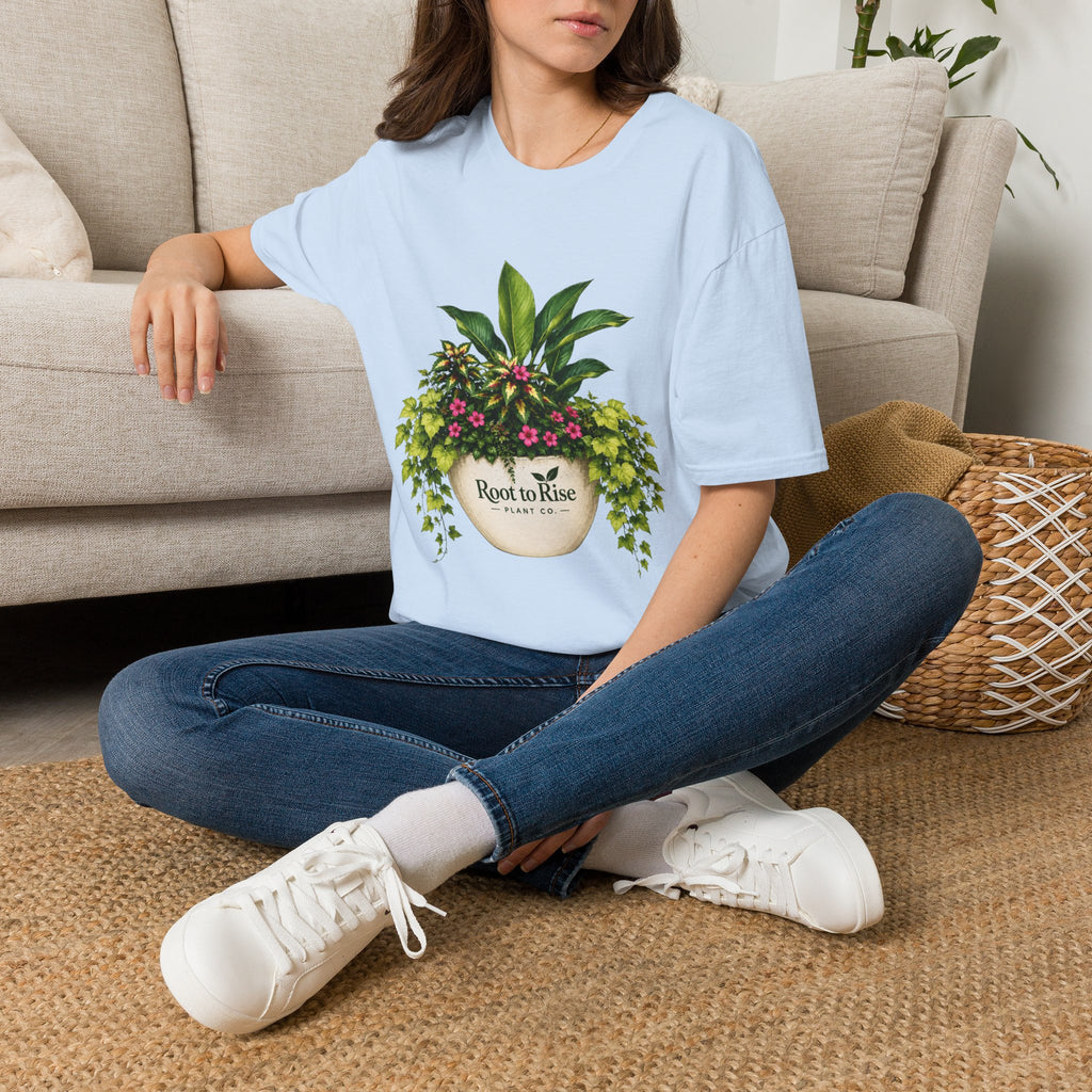 Root to Rise Plant Illustration T-Shirt | Potted Greenery Floral Graphic