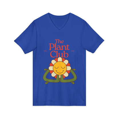 The Plant Club V-Neck Tee — Cute Smiling Flower Graphic T-Shirt