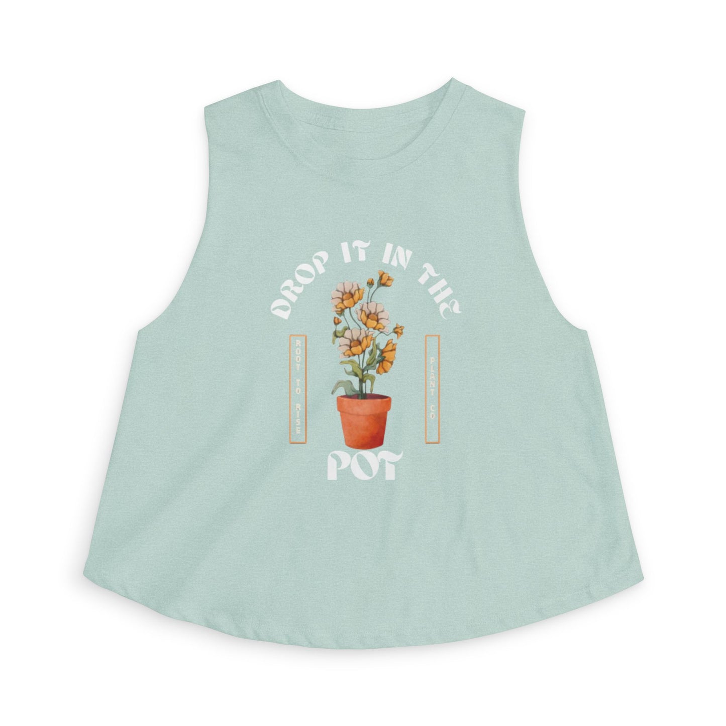 Crop Top — "Drop It in the Pot" Potted Flower Graphic