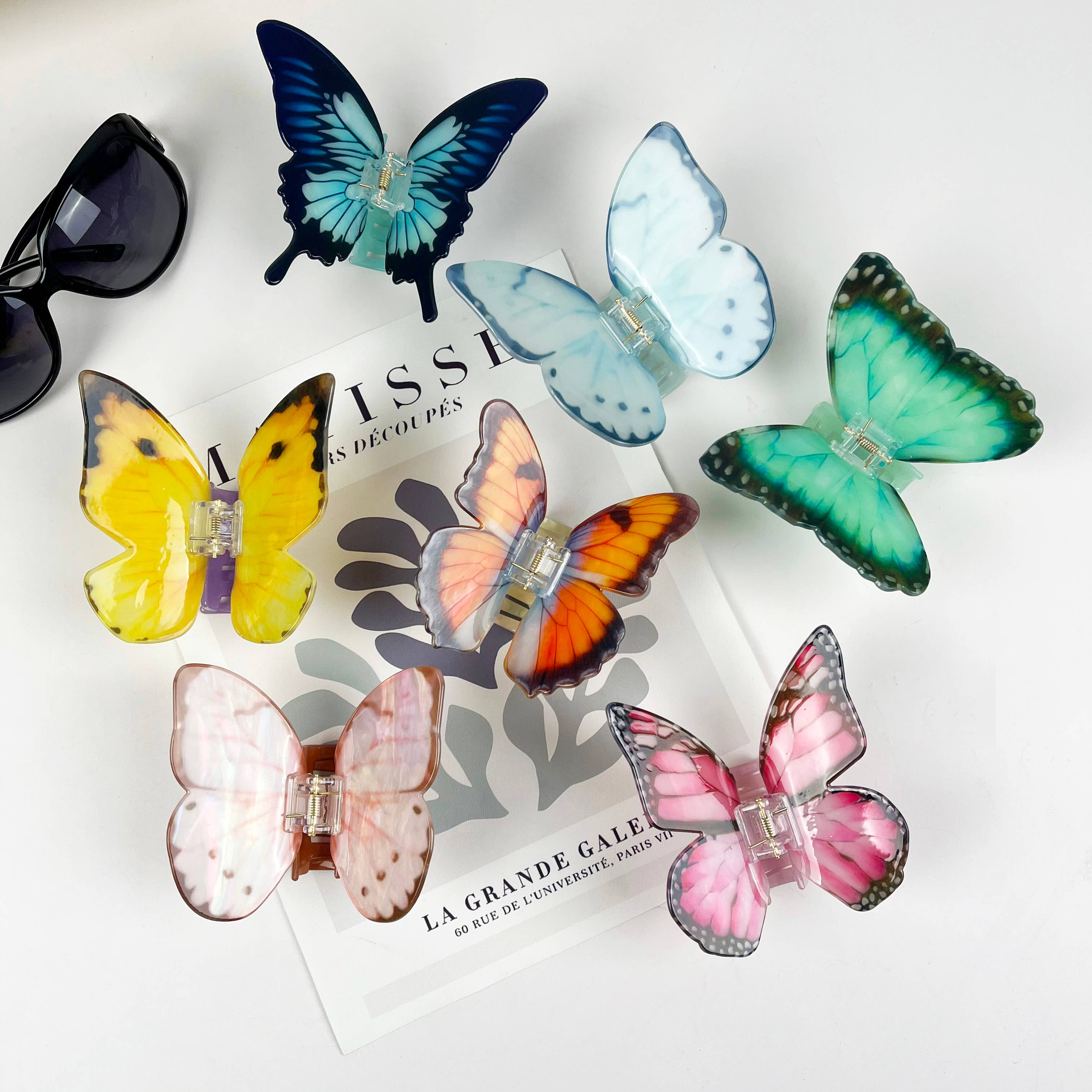 Acetate large butterfly hair clip animal claw clips
