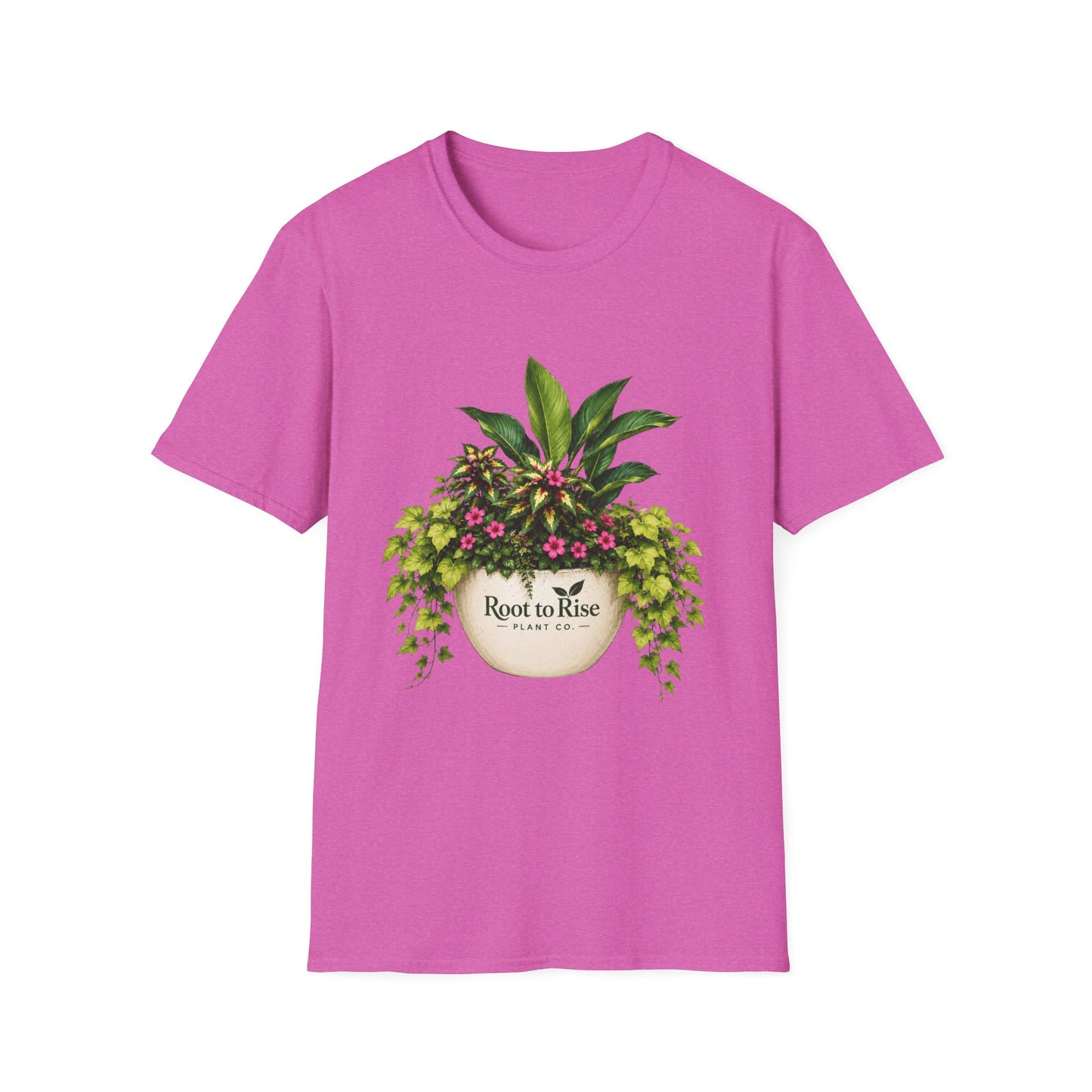 Root to Rise Plant Illustration T-Shirt | Potted Greenery Floral Graphic