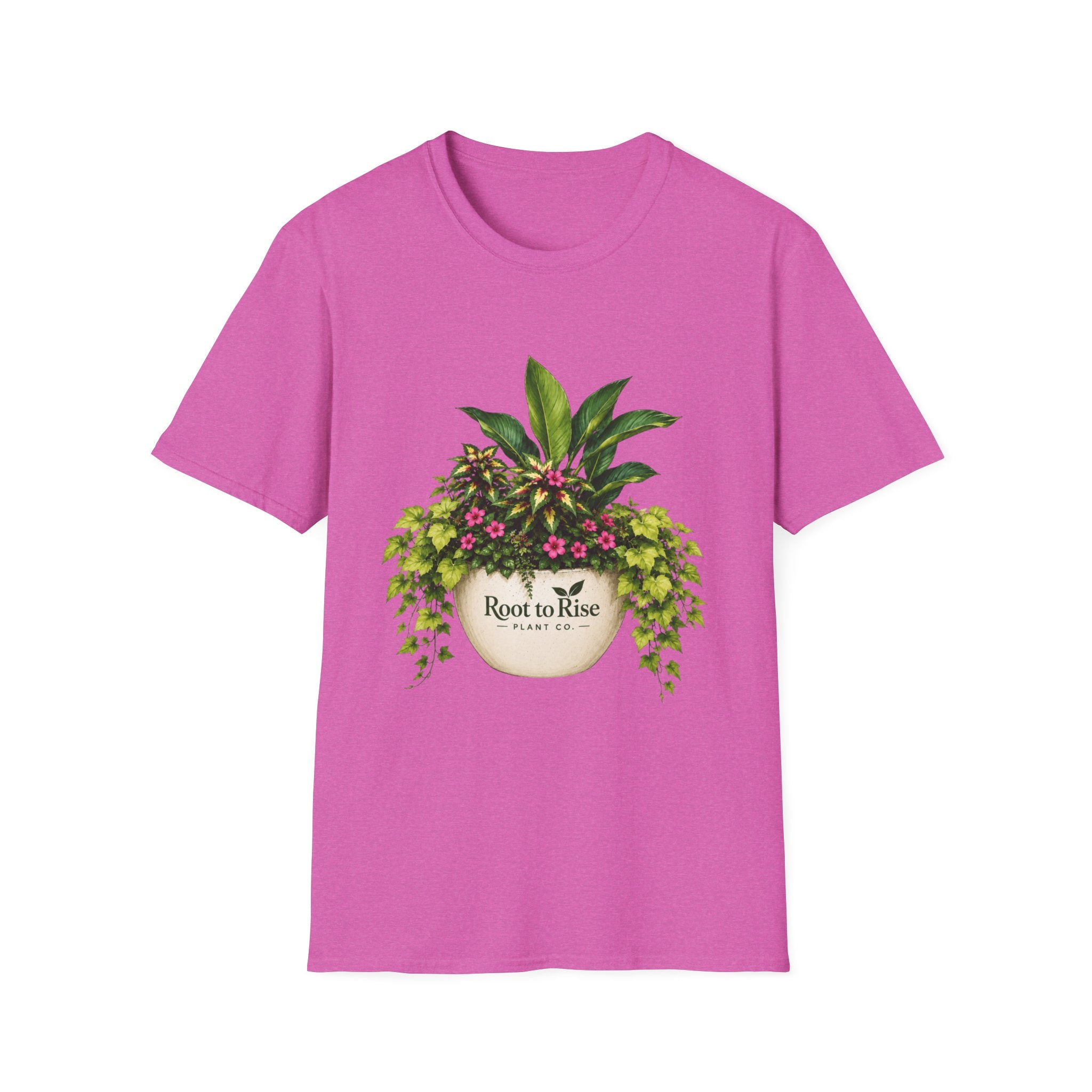 Root to Rise Plant Illustration T-Shirt | Potted Greenery Floral Graphic
