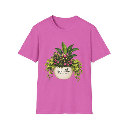 Root to Rise Plant Illustration T-Shirt | Potted Greenery Floral Graphic