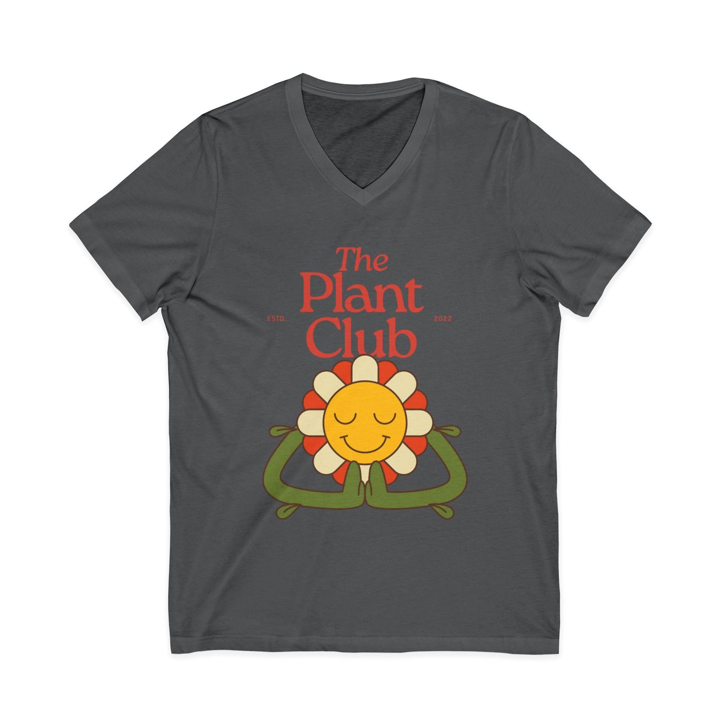 The Plant Club V-Neck Tee — Cute Smiling Flower Graphic T-Shirt