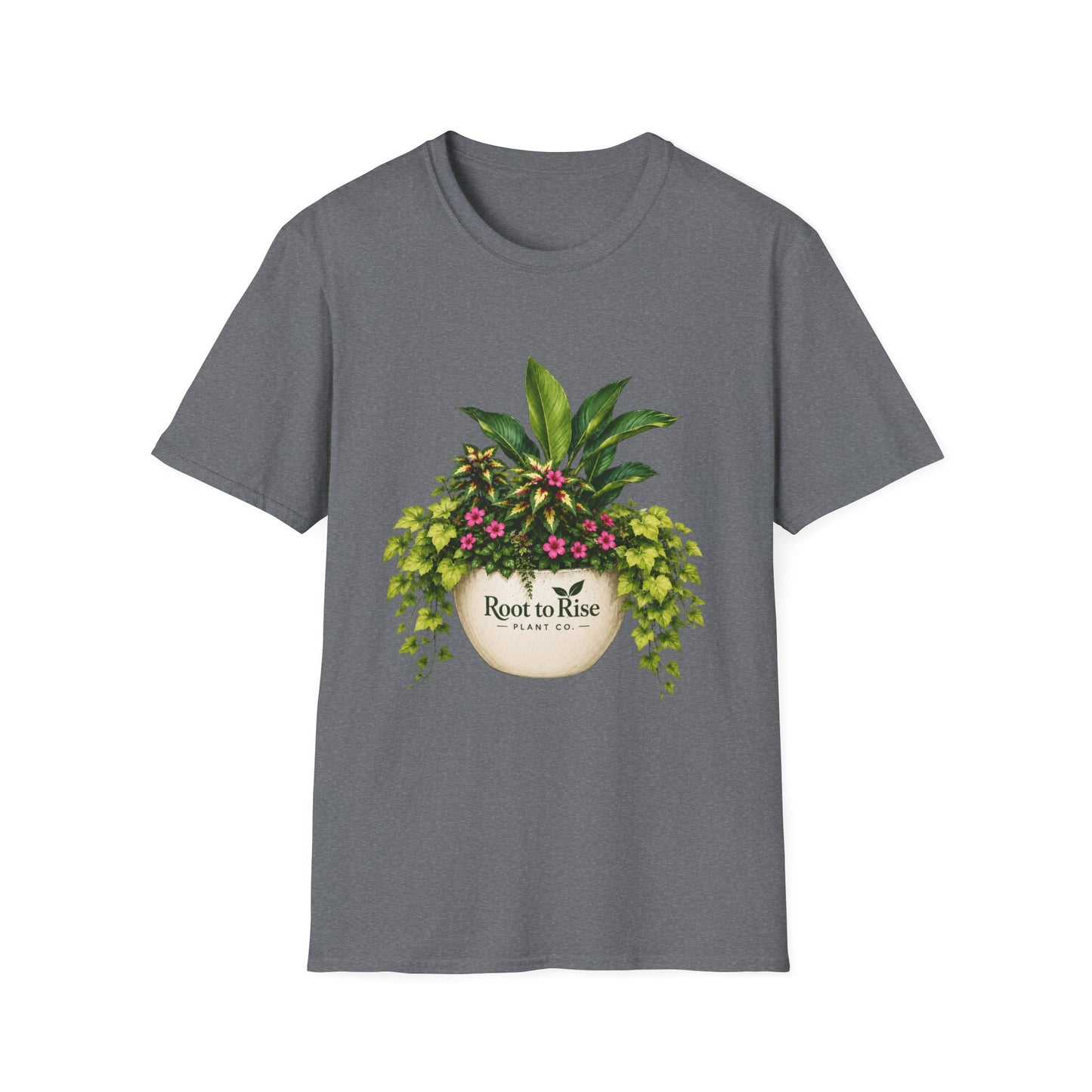 Root to Rise Plant Illustration T-Shirt | Potted Greenery Floral Graphic