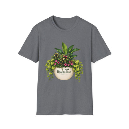 Root to Rise Plant Illustration T-Shirt | Potted Greenery Floral Graphic