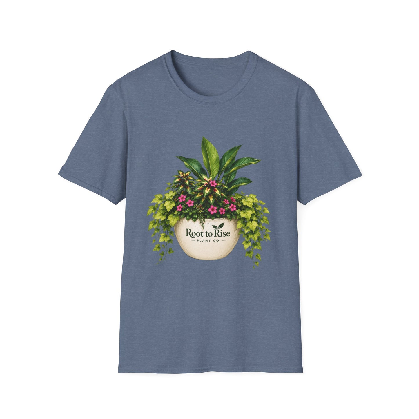 Root to Rise Plant Illustration T-Shirt | Potted Greenery Floral Graphic