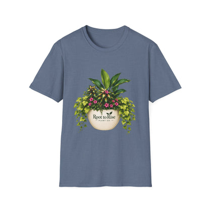Root to Rise Plant Illustration T-Shirt | Potted Greenery Floral Graphic