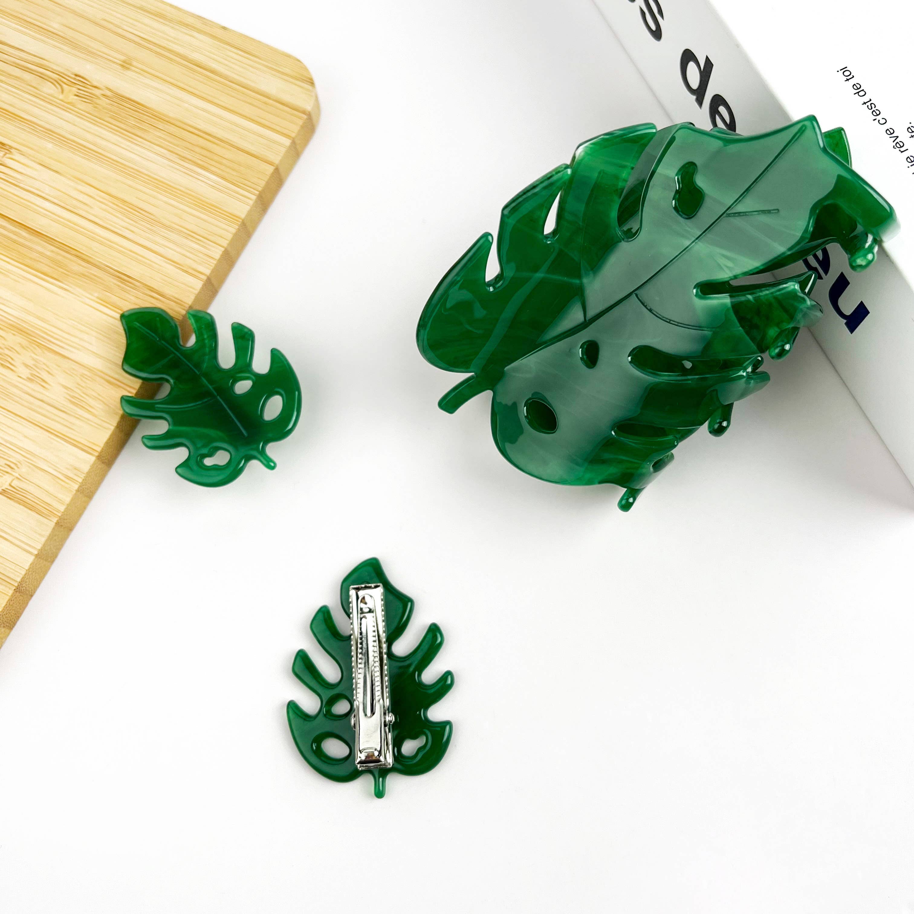Acetate Monstera Claw Clip, Plant Leaf Hair Clips