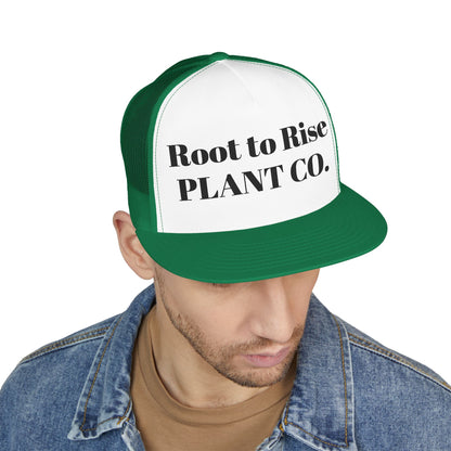 Root to Rise Plant Co. Trucker Cap — Green Mesh Gardening Hat