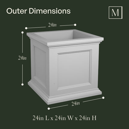Square Faire planter (24in) outer dimensions: 24in L x 24in W x 24in H