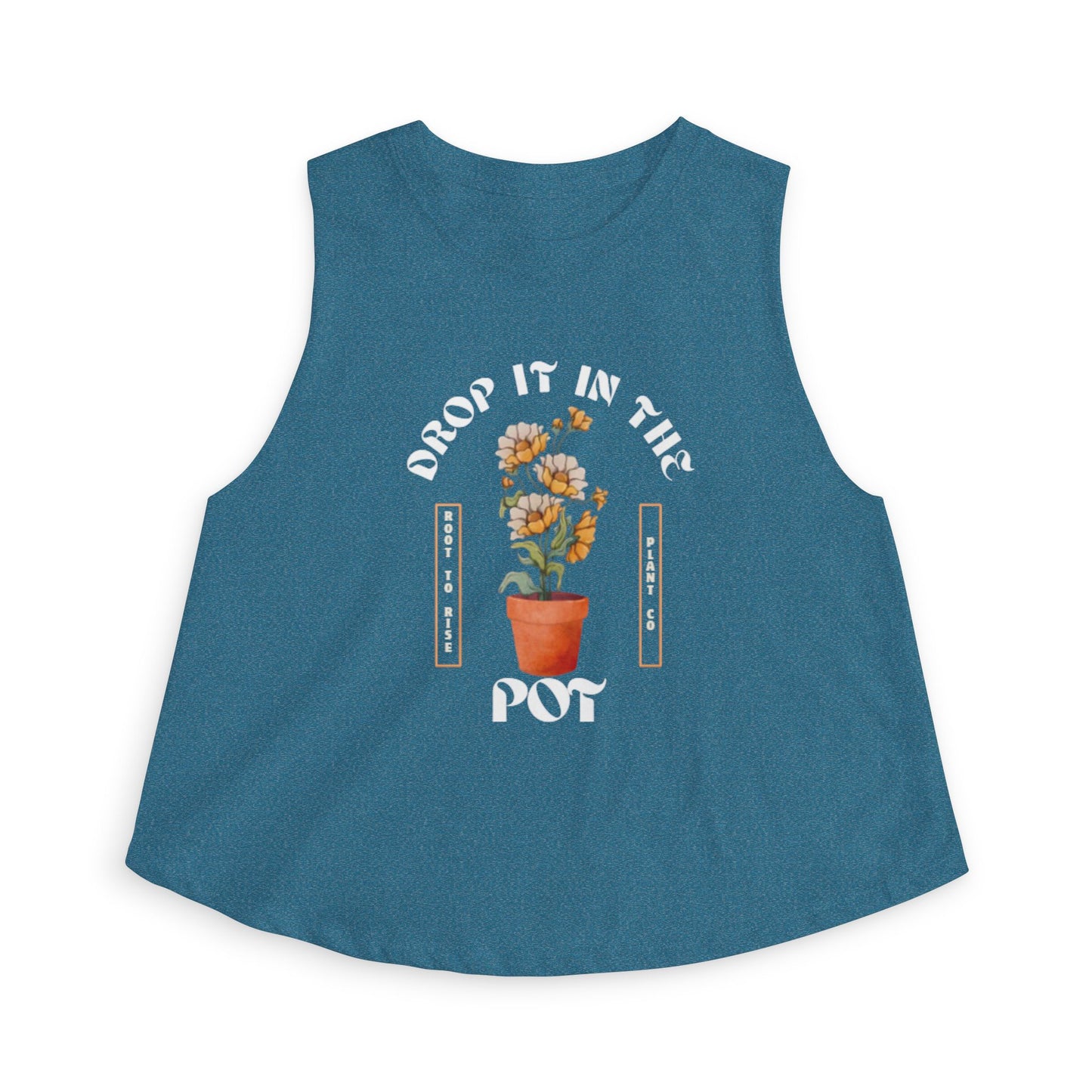 Crop Top — "Drop It in the Pot" Potted Flower Graphic