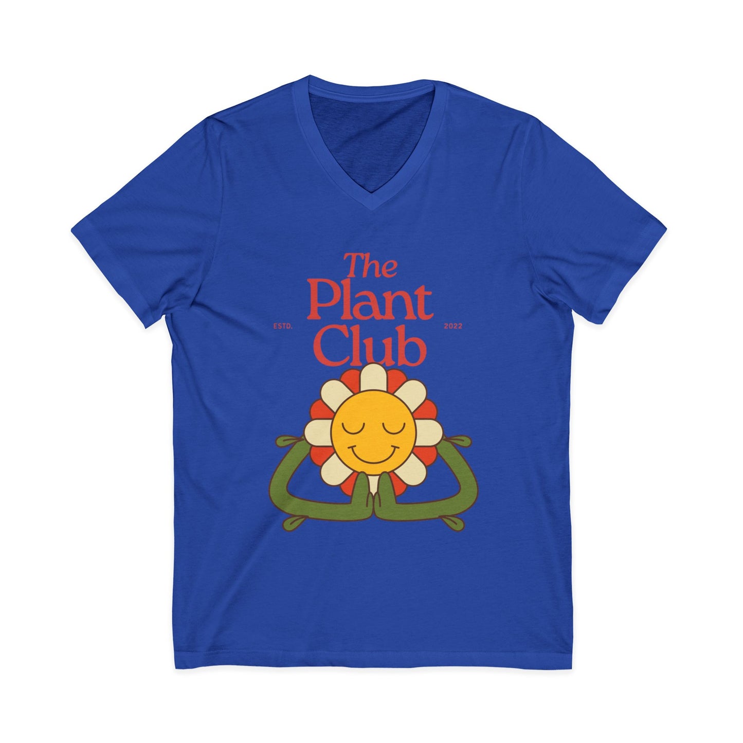 The Plant Club V-Neck Tee — Cute Smiling Flower Graphic T-Shirt