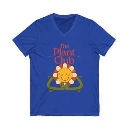 The Plant Club V-Neck Tee — Cute Smiling Flower Graphic T-Shirt