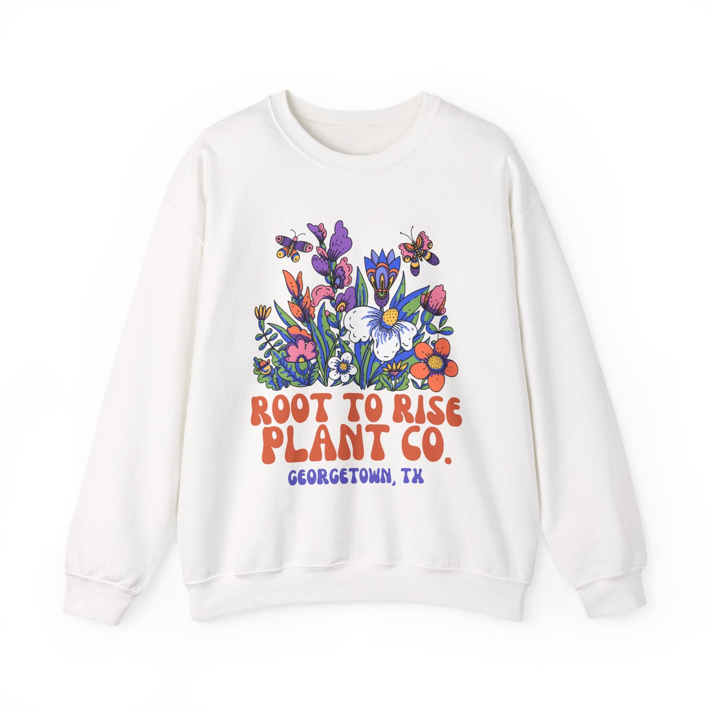 Root to Rise Plant Co. sweatshirt | Floral illustration, Georgetown TX