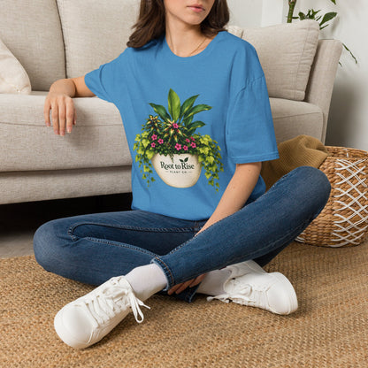 Root to Rise Plant Illustration T-Shirt | Potted Greenery Floral Graphic