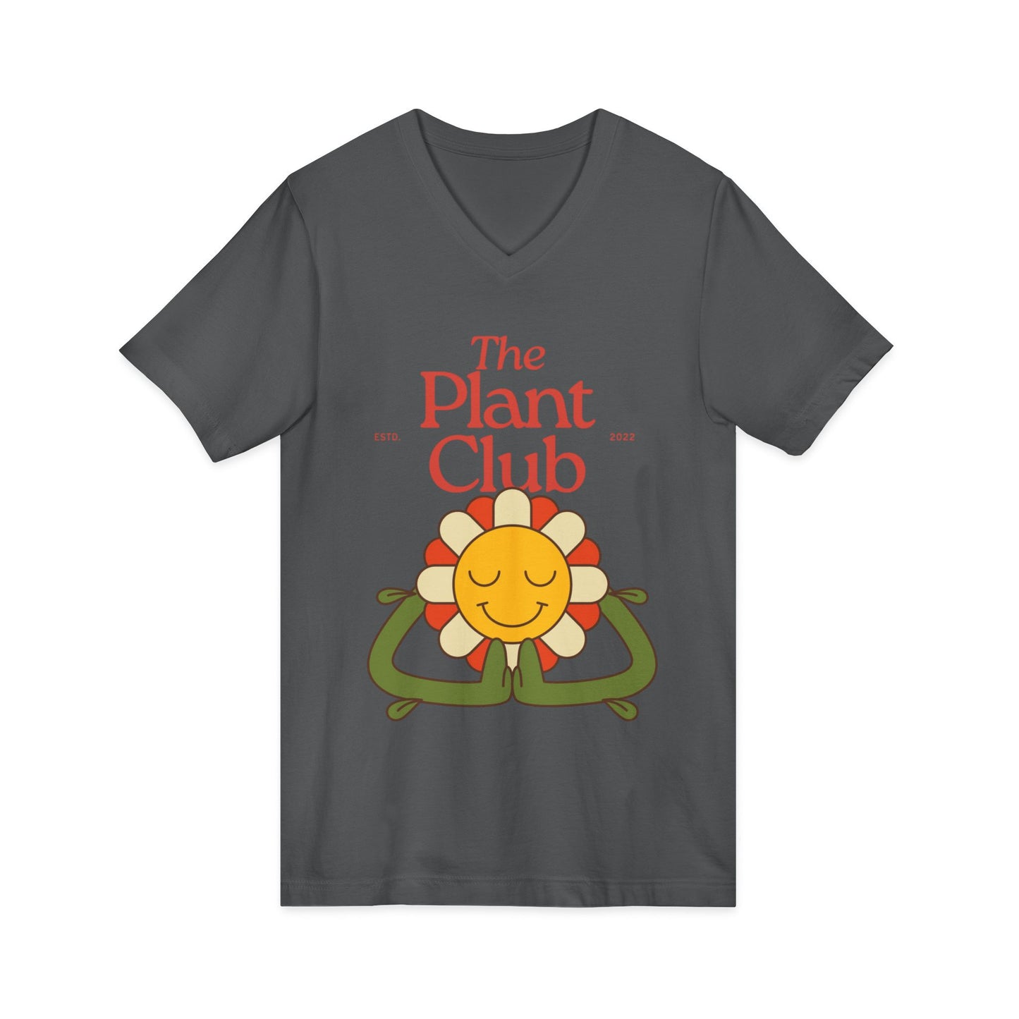 The Plant Club V-Neck Tee — Cute Smiling Flower Graphic T-Shirt