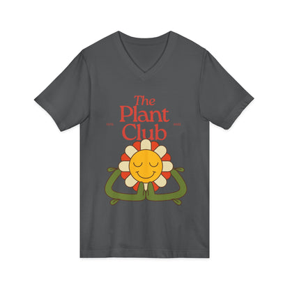 The Plant Club V-Neck Tee — Cute Smiling Flower Graphic T-Shirt