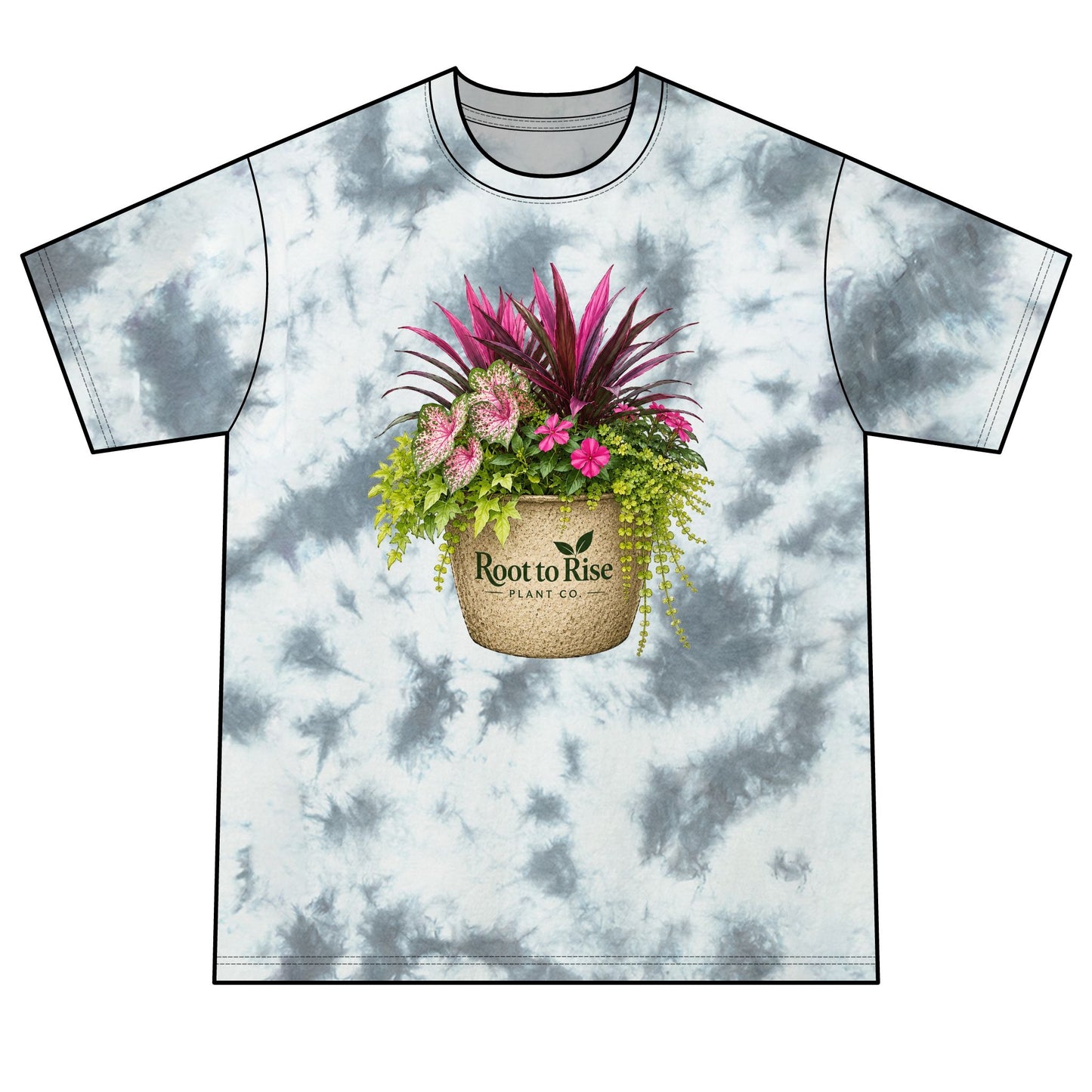 Root to Rise Crystal Tie-Dye Tee — Plant Lover Graphic T-Shirt