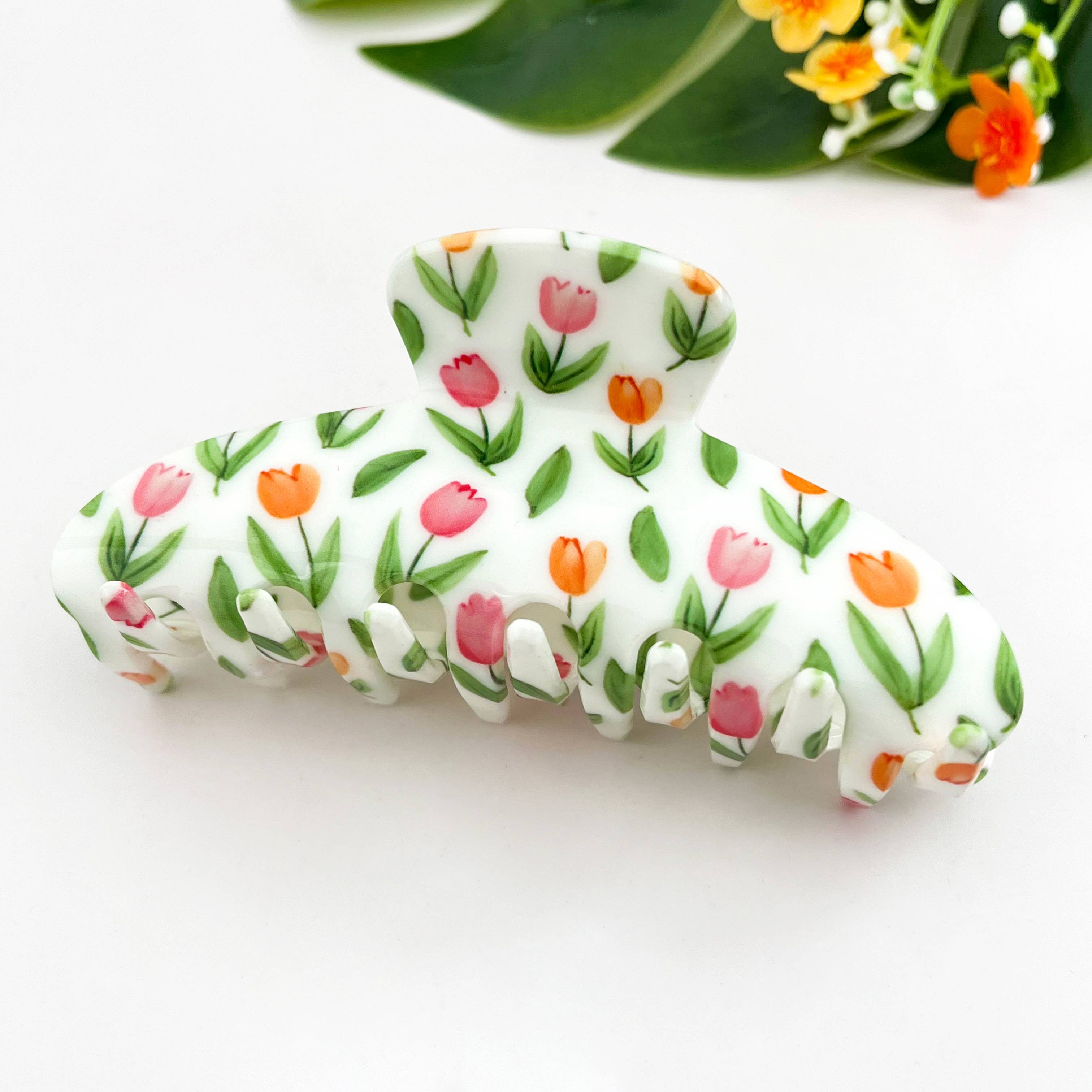 Tulip Oval Hair Claw Clip, Elegant Floral Hair Clip
