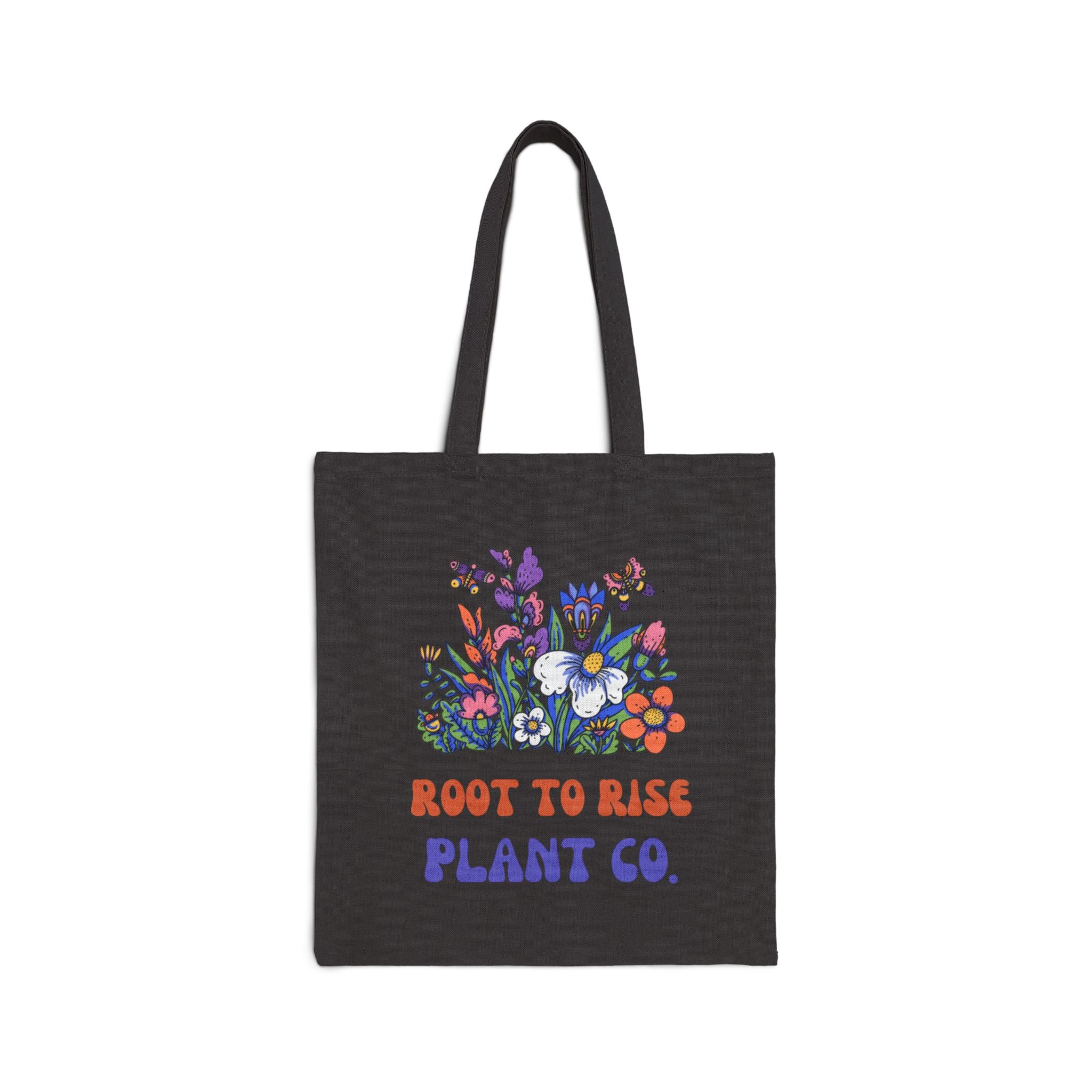 Root to Rise Plant Co. Tote Bag | Floral Illustration Canvas Tote