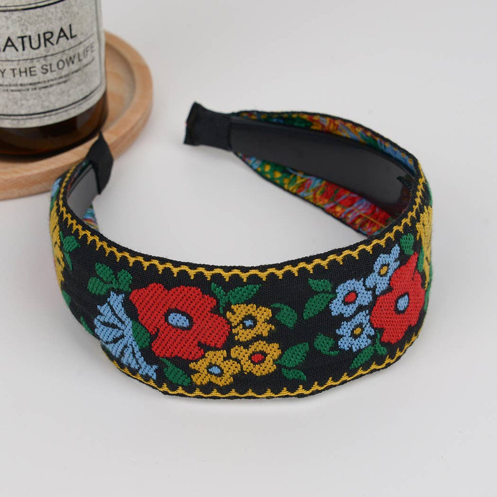 Boho Embroidered Floral Headband